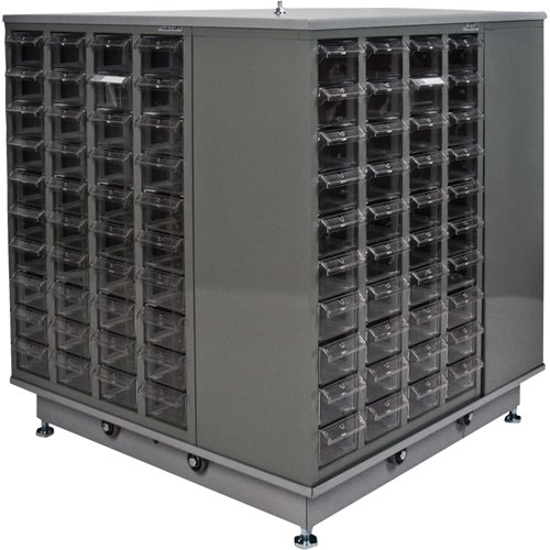 KPC-600 Parts Cabinet, Galvanized Steel, 40 Drawers, 18-3/10" x 8-7/10" x 25-3/10", Grey