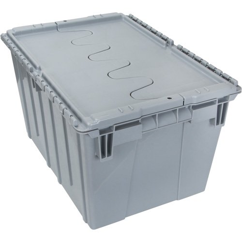 Flip Top Plastic Distribution Container, 21.65" x 15.5" x 12.5", Grey