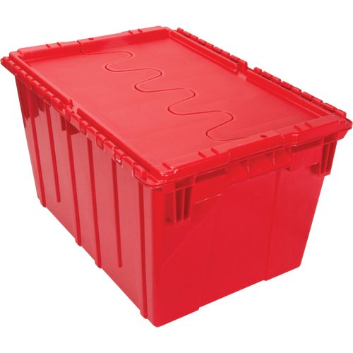 Flip Top Plastic Distribution Container, 21.65" x 15.5" x 12.5", Red