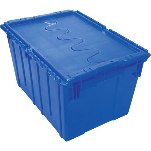 Flip Top Plastic Distribution Container, 21.65" x 15.5" x 12.5", Blue