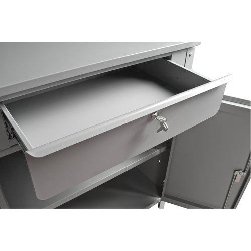 Cabinet Style Shop Desk, 34-1/2" W x 30" D x 53" H, Grey