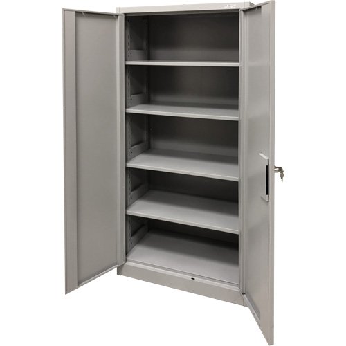 Storage Cabinet, Steel, 4 Shelves, 78" H x 36" W x 24" D, Grey