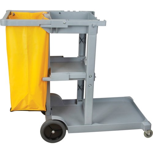 Janitor Cart, 44" x 20" x 38", Plastic, Grey