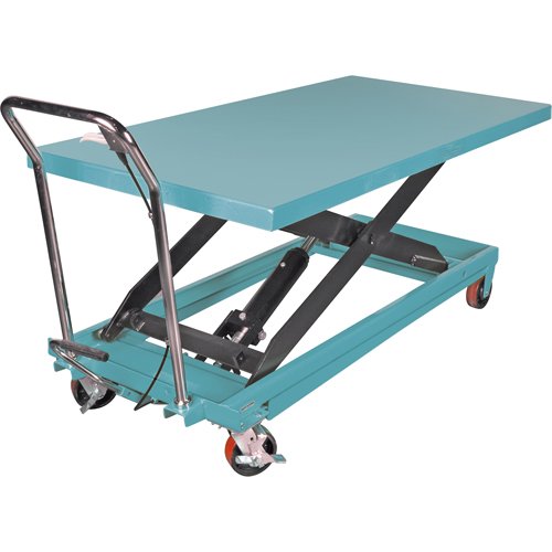 Heavy-Duty Hydraulic Scissor Lift Table, 63" L x 31-7/8" W, Steel, 1100 lbs. Capacity