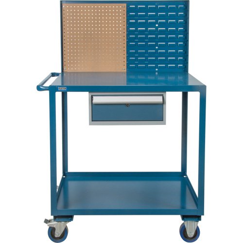 Mobile Service Cart, 2 Tiers, 24" W x 57" H x 40" D, 1200 lbs. Capacity