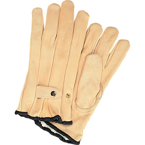 Winter-Lined Ropers Gloves, Medium, Grain Cowhide Palm, Fleece Inner Lining