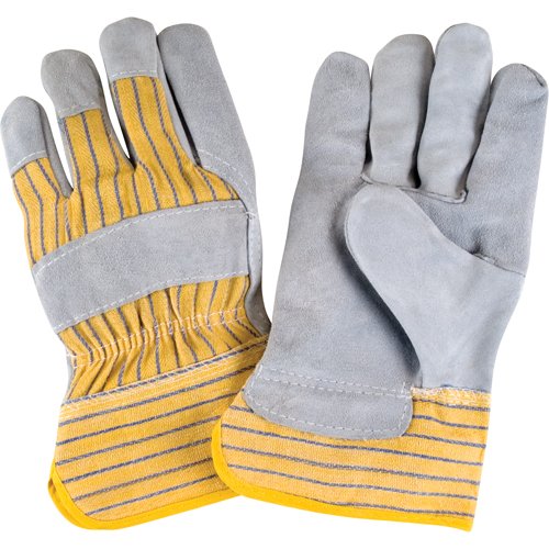 Premium Rugged Fitters Gloves, Large, Split Cowhide Palm, Cotton Inner Lining