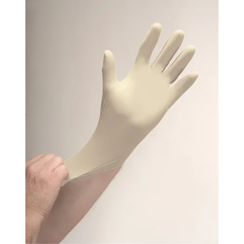 Premium Sensitive Skin Examination Gloves, Medium, Latex, 4-mil, Powdered, Natural