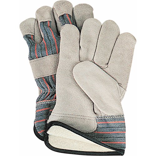 Winter-Lined Fitters Gloves, Large, Split Cowhide Palm, Cotton Fleece Inner Lining