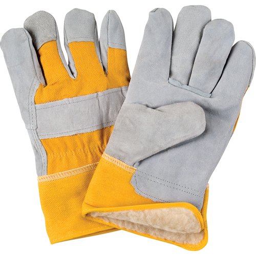 Winter-Lined Fitters Gloves, Large, Split Cowhide Palm, Boa Inner Lining