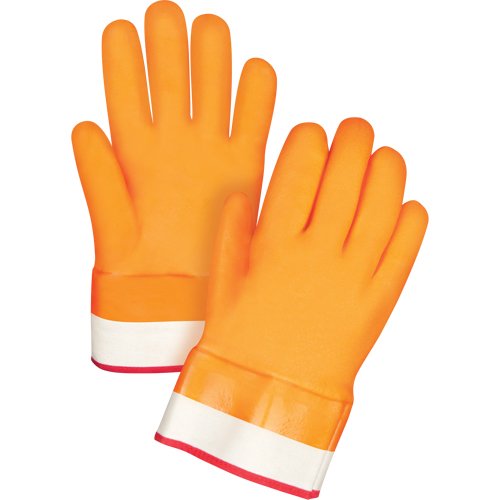 Winter-Lined Chemical-Resistant Gloves, Size Large/9, 10" L, PVC, Foam Fleece Inner Lining, Winter Weight