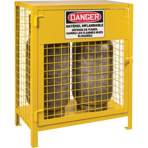 Gas Cylinder Cabinets, 2 Cylinder Capacity, 30" W x 17" D x 37" H, Yellow