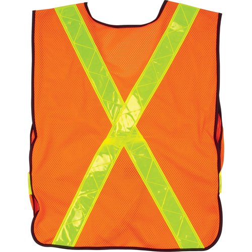 Standard-Duty Safety Vest, High Visibility Orange, Medium, Polyester