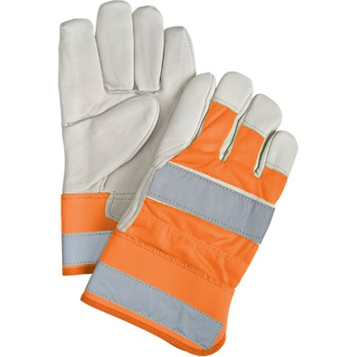 Orange High-Visibility Superior Warmth Fitters Gloves, Large, Grain Cowhide Palm, Thinsulate™ Inner Lining