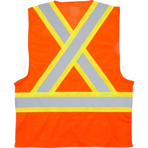 Traffic Safety Vest, High Visibility Orange, X-Large, Polyester, CSA Z96 Class 2 - Level 2