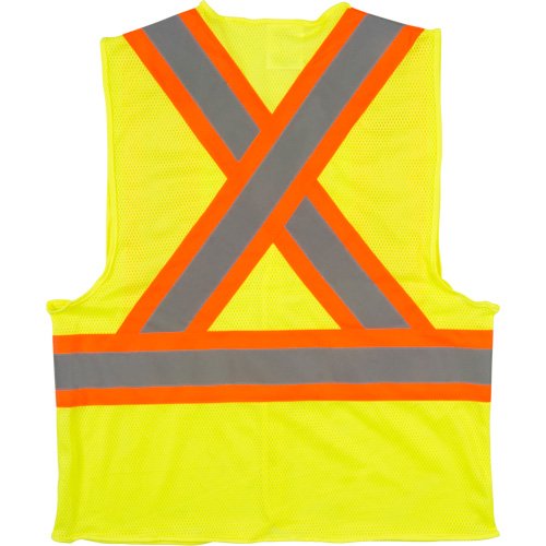 Traffic Safety Vest, High Visibility Lime-Yellow, 2X-Large, Polyester, CSA Z96 Class 2 - Level 2