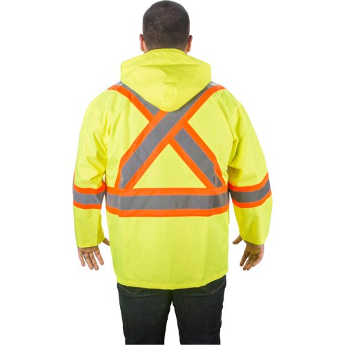 RZ1000 Rain Jacket, Polyester, Large, High Visibility Lime-Yellow