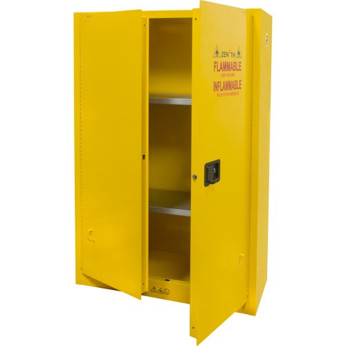 Flammable Storage Cabinet, 45 gal., 2 Door, 43" W x 65" H x 18" D