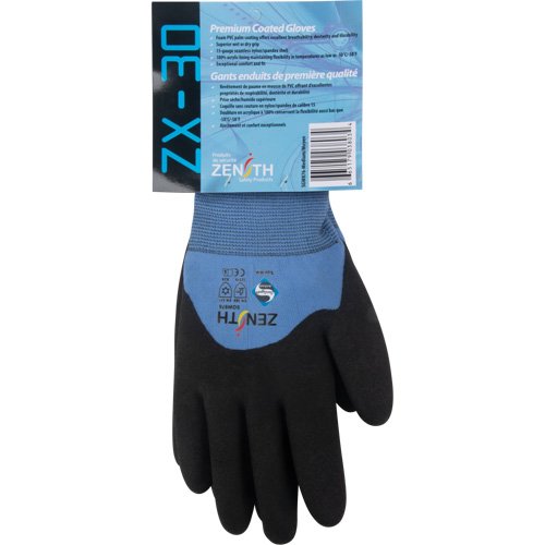 ZX-30° Premium Coated Gloves, Medium, Foam PVC Coating, 15 Gauge, Nylon Shell