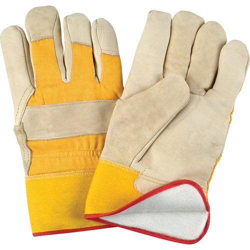 Abrasion-Resistant Winter-Lined Fitters Gloves, Large, Grain Cowhide Palm, Foam Fleece Inner Lining