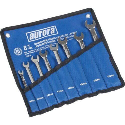 Fixed Head Wrench Set, Combination, 8 Pieces, Metric