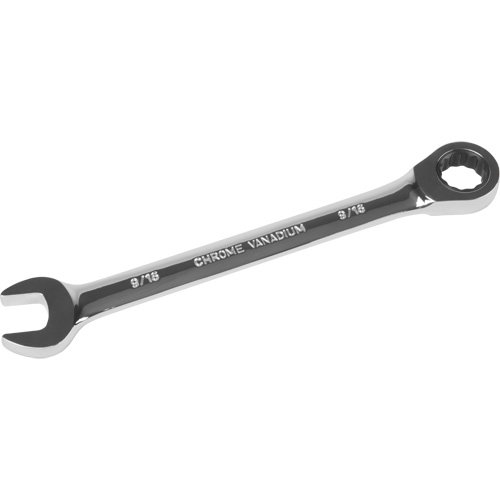 SAE Ratcheting Combination Wrench, 12 Point, 9/16", Chrome Finish