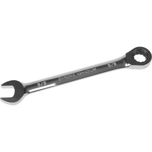 SAE Ratcheting Combination Wrench, 12 Point, 5/8", Chrome Finish