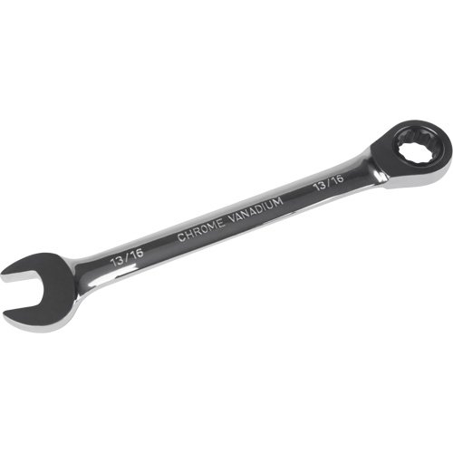 SAE Ratcheting Combination Wrench, 12 Point, 13/16", Chrome Finish