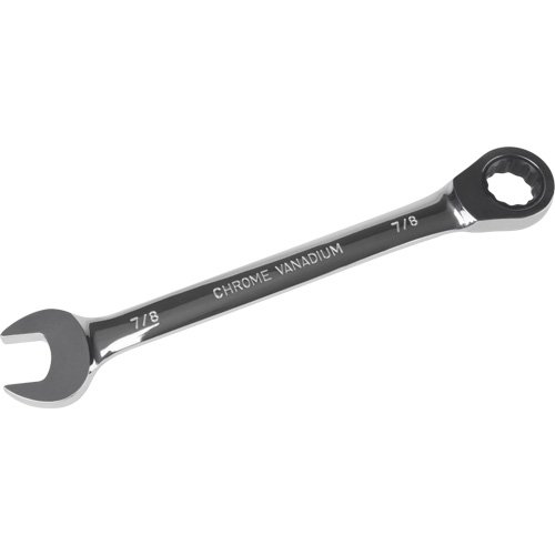 SAE Ratcheting Combination Wrench, 12 Point, 7/8", Chrome Finish