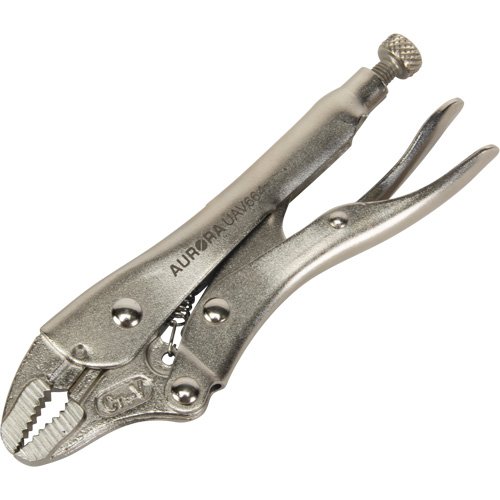 Locking Pliers with Wire Cutter, 5" Length, Curved Jaw