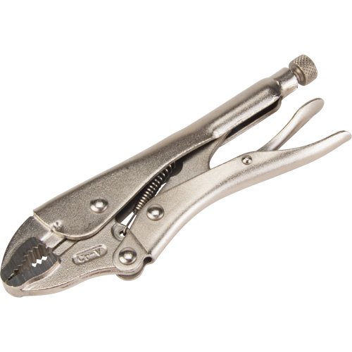 Locking Pliers with Wire Cutter, 7" Length, Curved Jaw