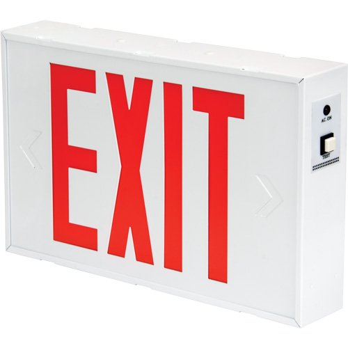 Exit Sign, LED, Battery Operated/Hardwired, 12-1/5" L x 7-1/2" W, English
